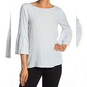 Philosophy stripe white & blue crepe blouse